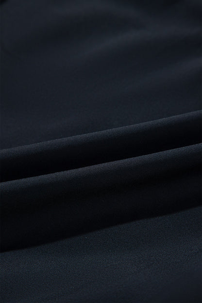 Black Color Block Ric Rac Trim U Neck One Piece Swimsuit