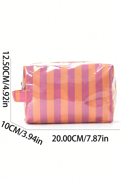Light Pink Leopard Print PVC Travel Makeup Organizer Cosmetic Bag