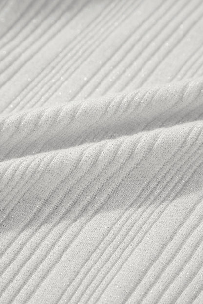 Cardigan tunique boutonné côtelé blanc uni