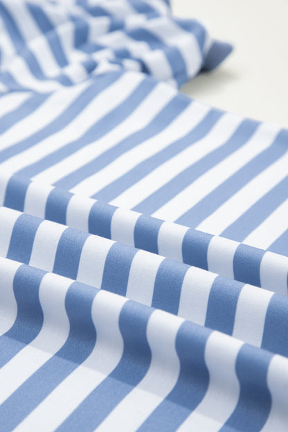 Orange Stripe Short Bubble Sleeve T Shirt