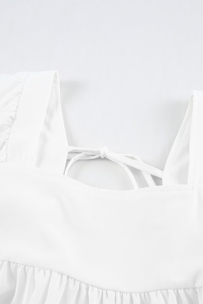 Minivestido asimétrico con cuello cuadrado y media manga 