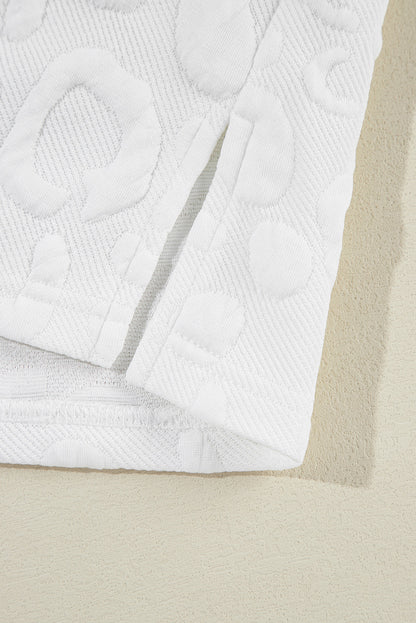 Ensemble t-shirt et short zippés en jacquard léopard blanc