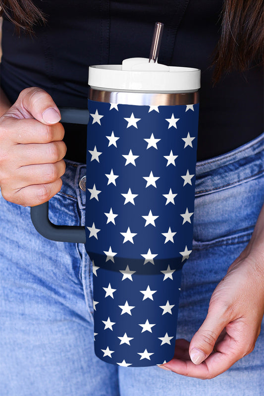 Sail Blue Star Printed Thermos Cup with Handle 40oz