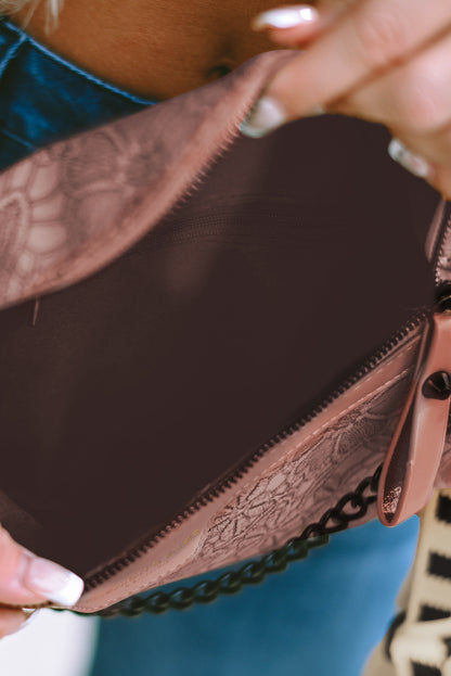 Sac à bandoulière camel colorblock avec chaîne et porte-monnaie 