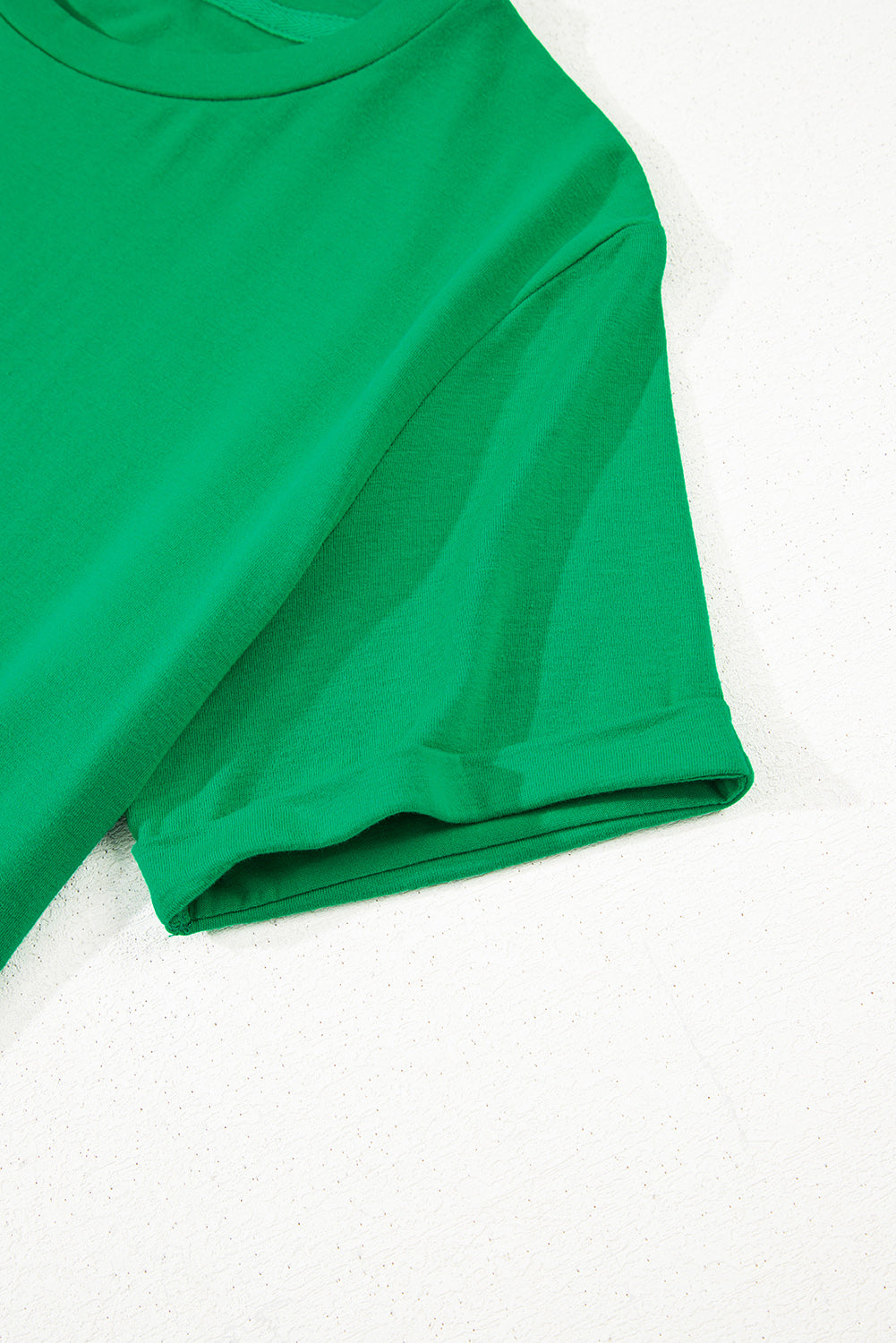 Bright Green Casual Plain Crew Neck Tee