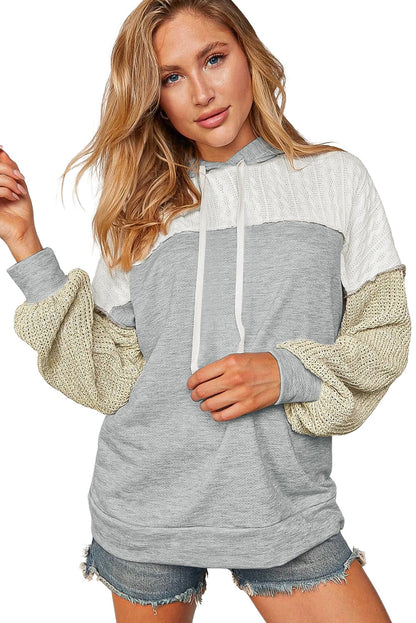 Sweat à capuche patchwork gris colorblock 