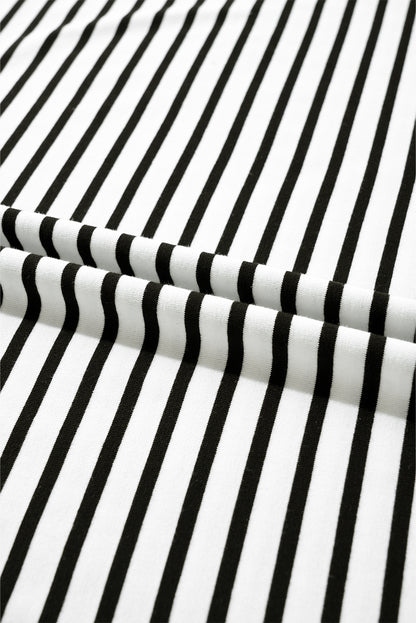 Débardeur noir à rayures et col rond avec poche poitrine