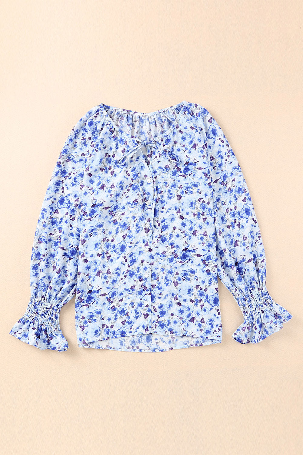 Blusa con botones y cuello en V con estampado floral 