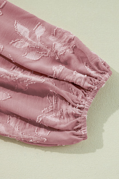 Robe grande taille à volants et col en V à imprimé floral et fleurs de pêcher