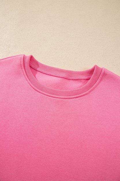 Sachet Pink Slogan Print Round Neck Long Sleeve Sweatshirt