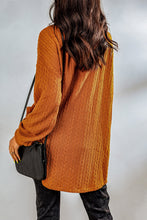 Button Front Pocketed Cable Knit Cardigan