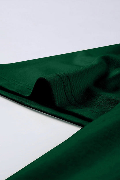 Haut vert grande taille à manches courtes et col carré et épaules froncées