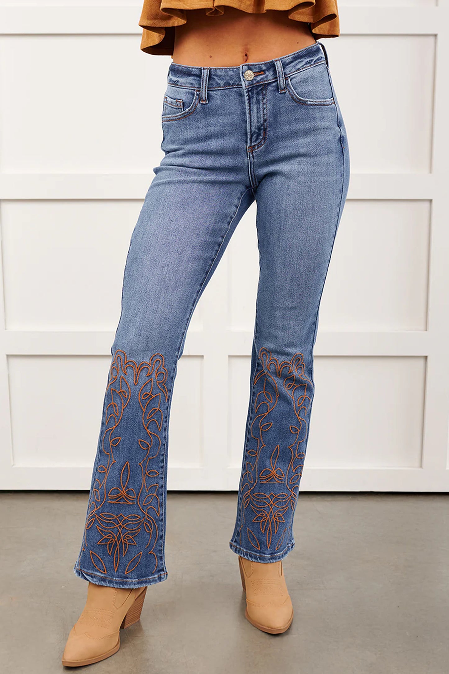 Ashleigh Blue Embroidered Flare Leg Jeans