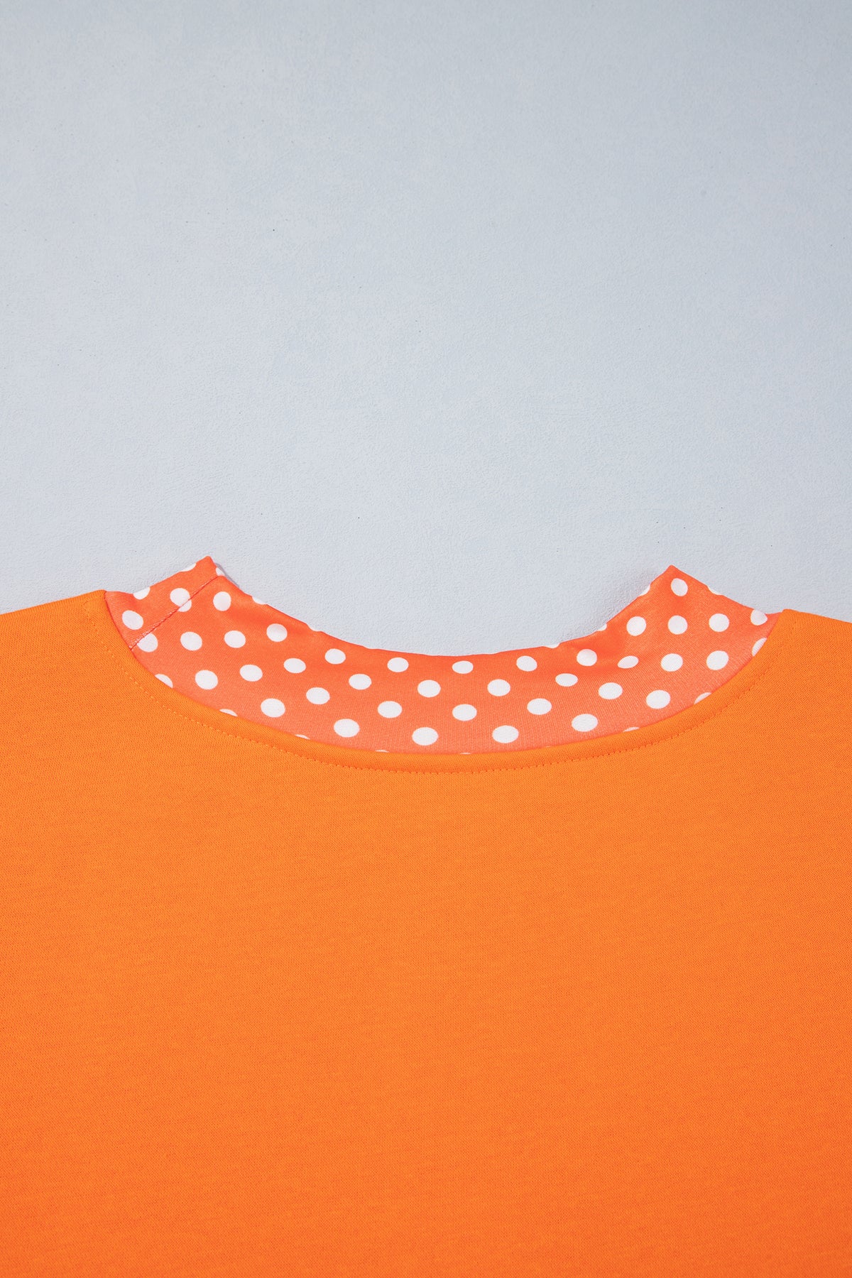 Grapefruit Orange Casual Polka Dot Patchwork Letter Graphic Plus Size Sweatshirt
