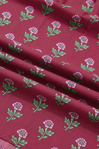 Red Contrast Collared V Neck Ricrac Trim Short Puff Sleeve Flower Blouse