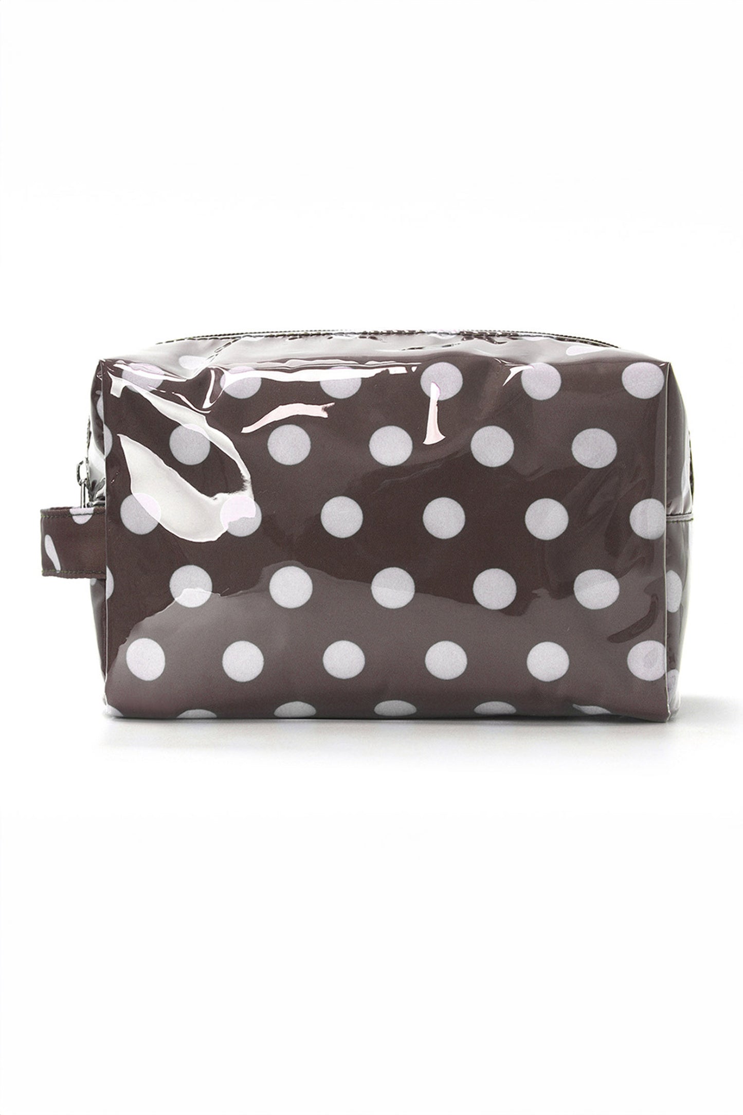 Coffee Durable PVC Polka Dot Makeup Bag
