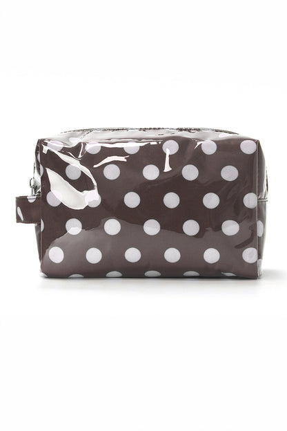 Coffee Durable PVC Polka Dot Makeup Bag
