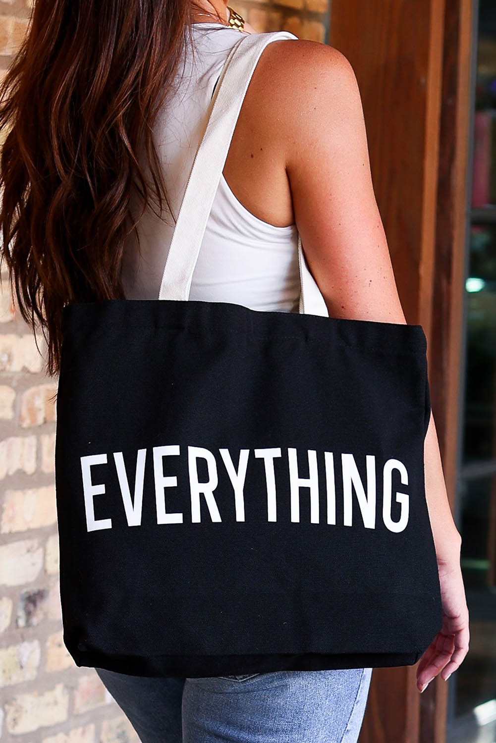 EVERYTHING Bolso Tote Grande con Estampado de Letras 42*8*37cm