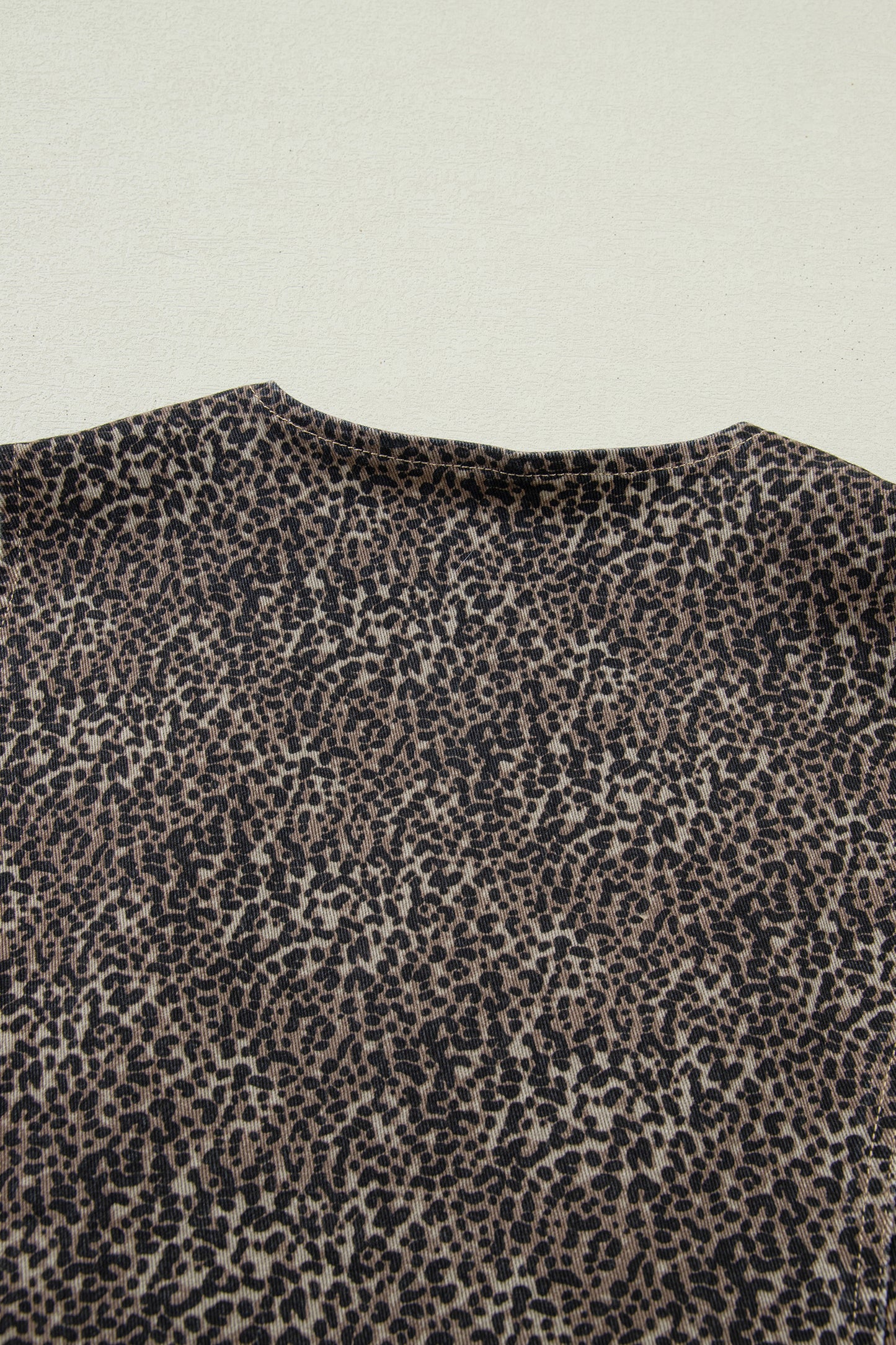 Brown Leopard Print Slim Denim Vest
