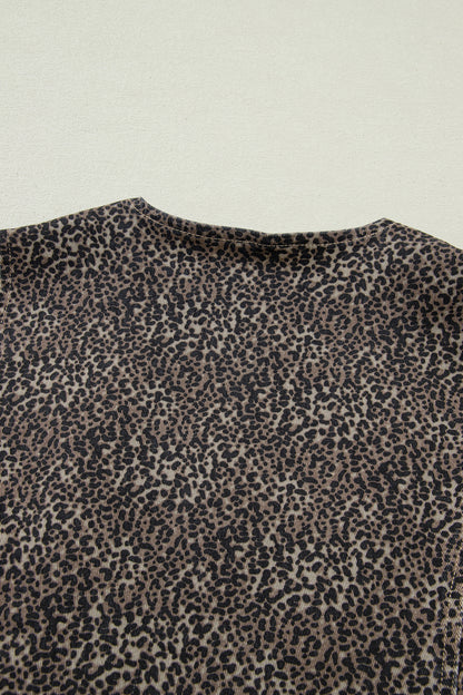 Brown Leopard Print Slim Denim Vest