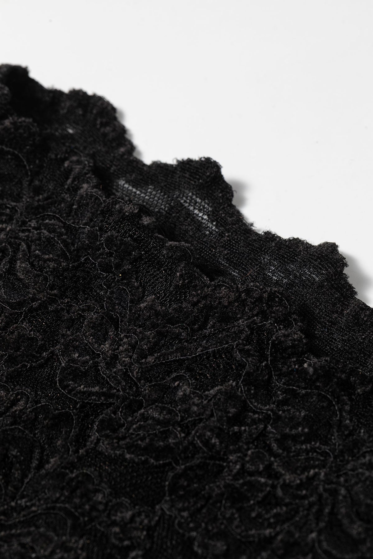 Black Elegant Stand Neck Lace Long Sleeve Top
