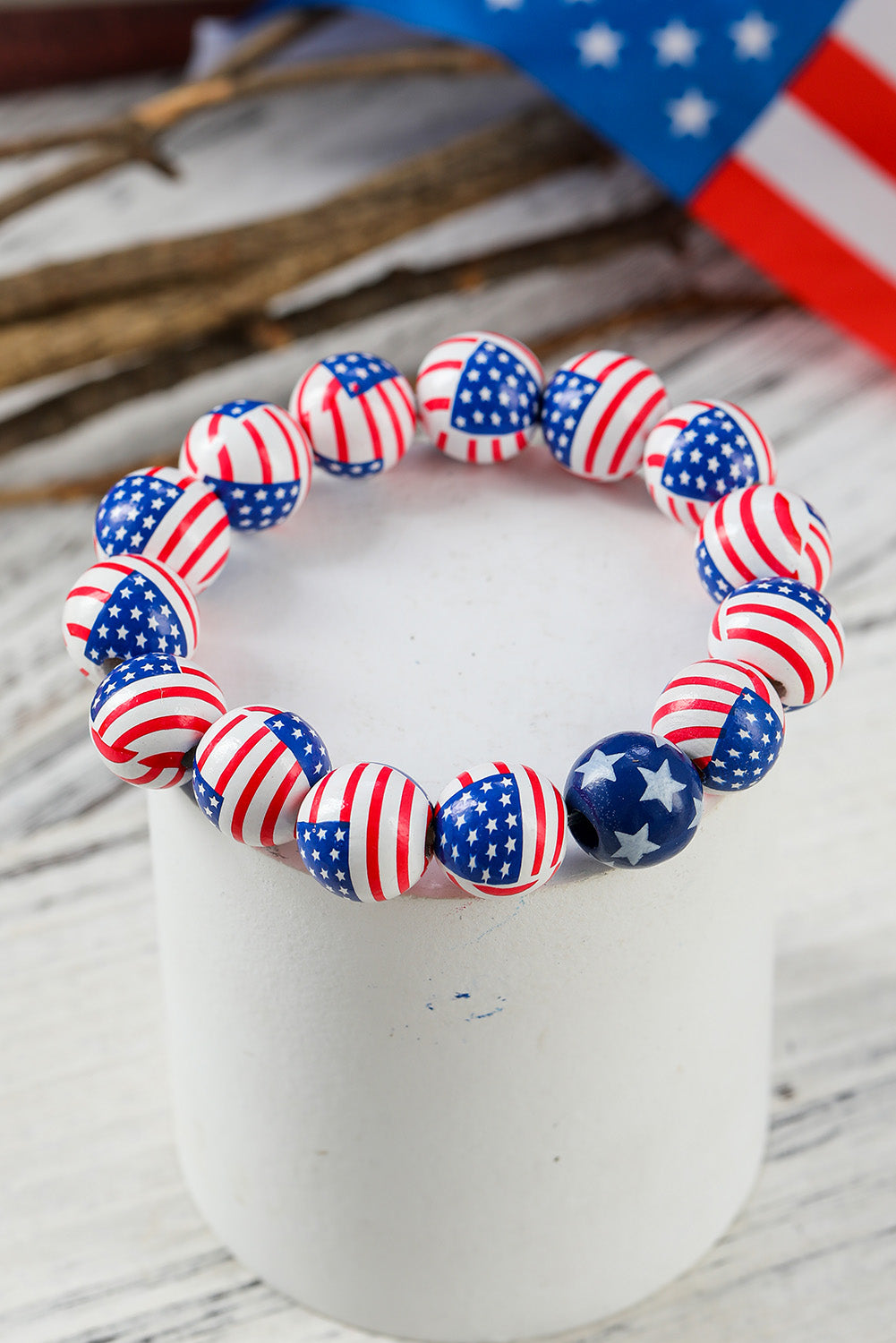 American Flag Accent Starry Beading Bracelet