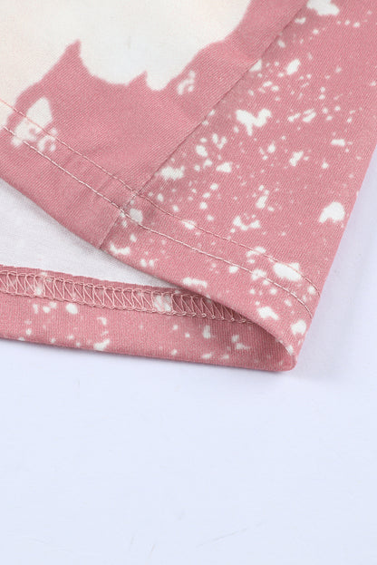 T-shirt graphique à imprimé léopard délavé « Love Always Heart »