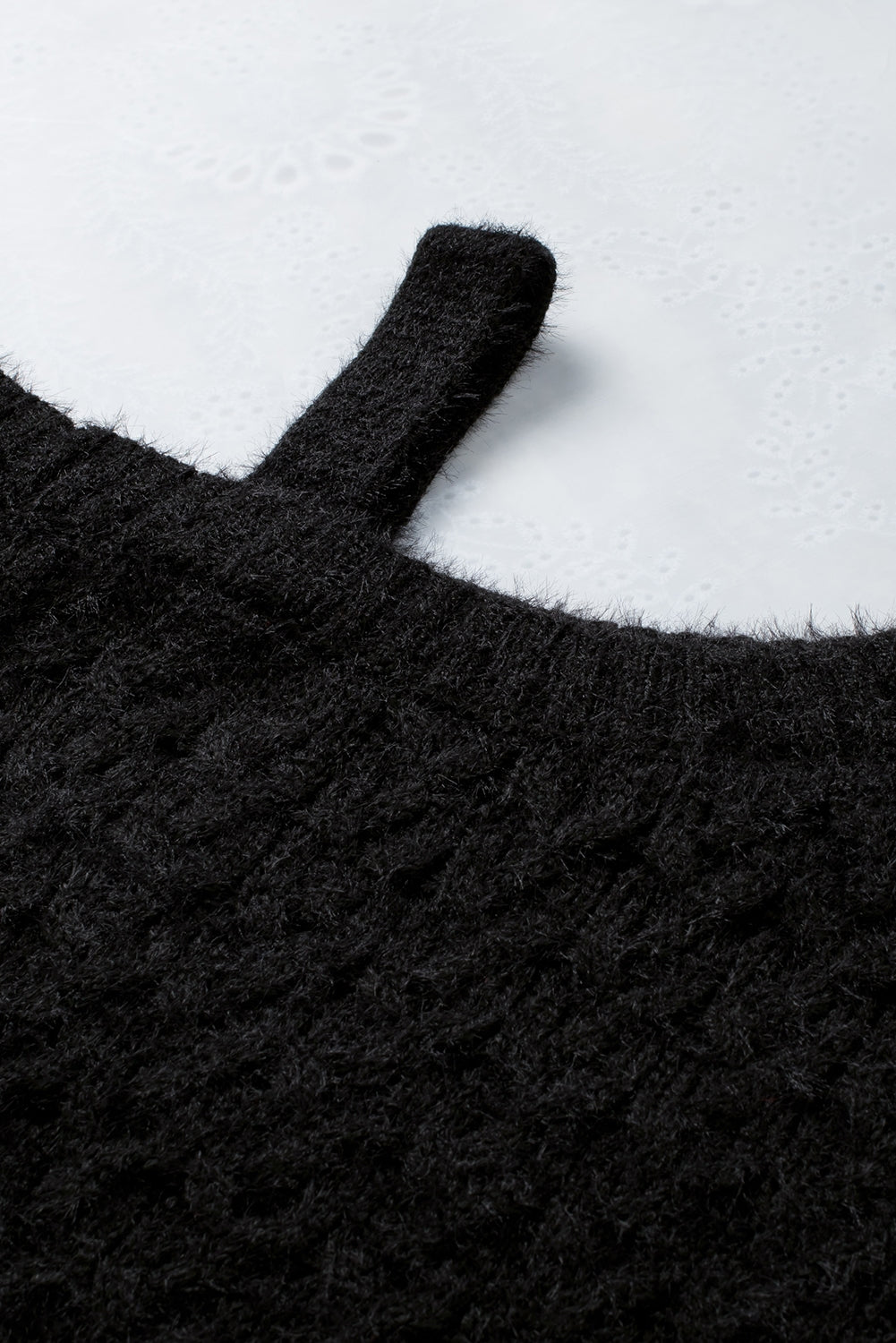 Asymmetric Cut Out Cold Shoulder Eyelash Sweater