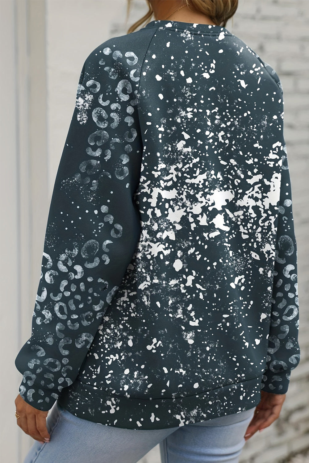 Sweat-shirt d'Halloween imprimé léopard bleu et citrouille