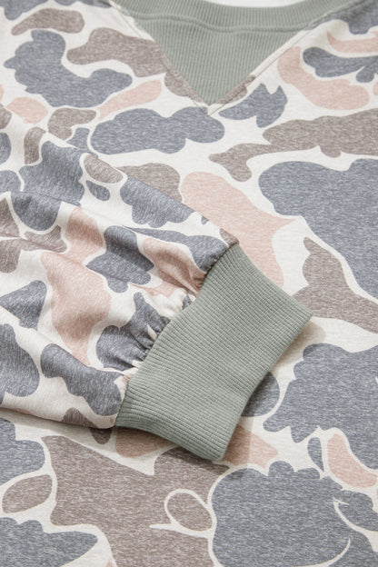 Multicolour Camouflage Print Shift Silhouette Long Sleeve Plus Size Sweatshirt