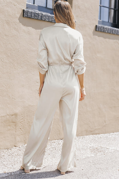 Combinaison à lacets, taille haute, manches longues, jambes larges 