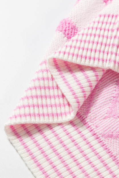 Cardigans ouverts à poches et motif losange rose