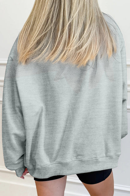 Gray hello fall Embroidered Pumpkin Detail Mock Neck Sweatshirt