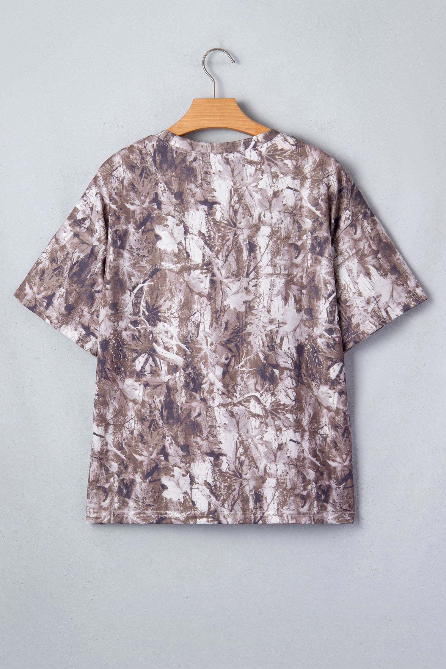 Khaki Camouflage Woodland Print Drop Shoulder Tunic Tee