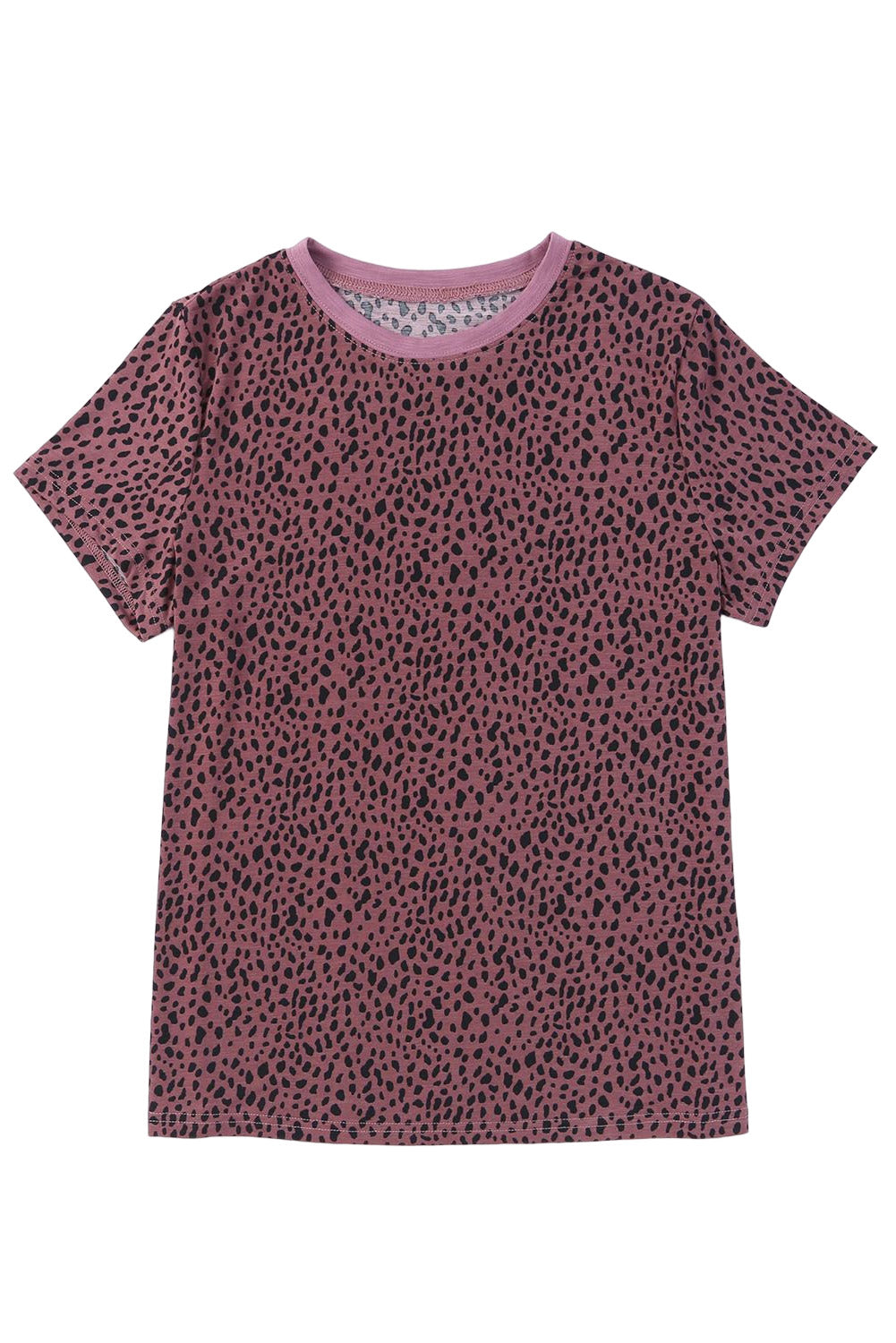 Cheetah Print O-neck Short Sleeve T Shirt