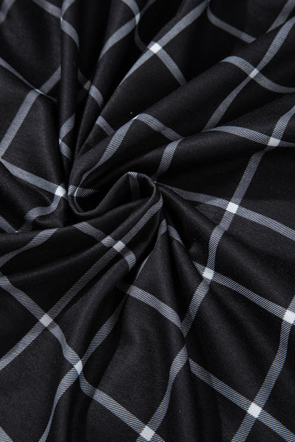 Cardigan ouvert à carreaux noirs et à bords colorblock avec poche