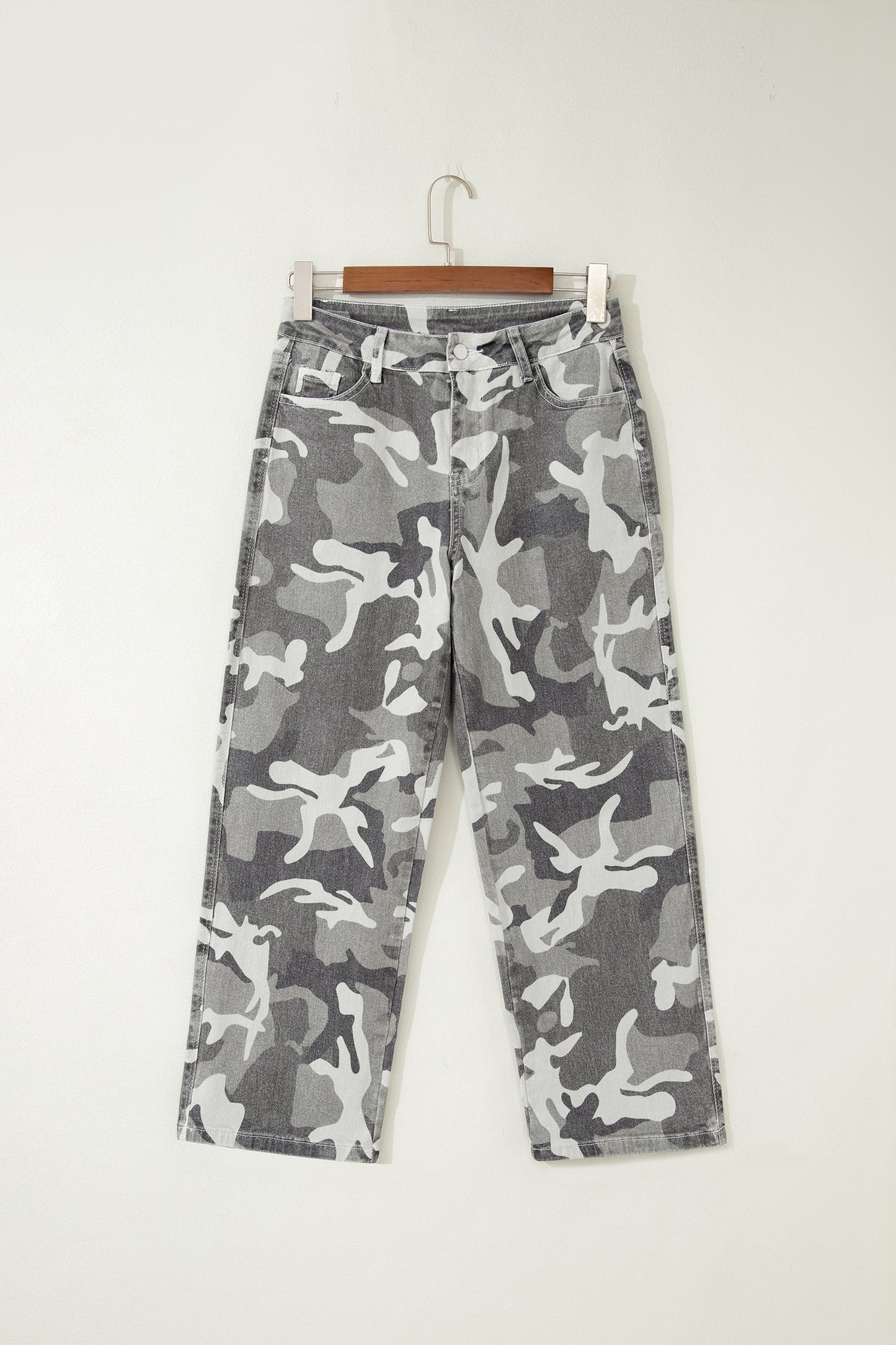 Green Camo Pattern Cotton Denim Shift Jeans