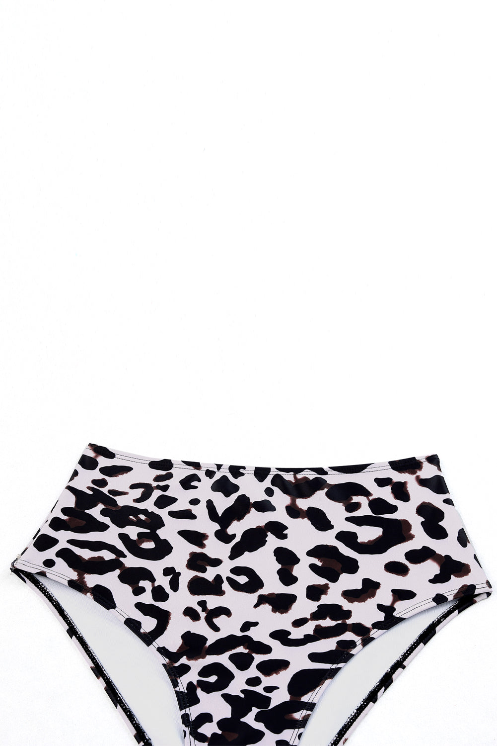 Traje de baño tankini con tiras y escote de muesca en contraste de cintura alta