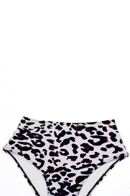 Traje de baño tankini con tiras y escote de muesca en contraste de cintura alta