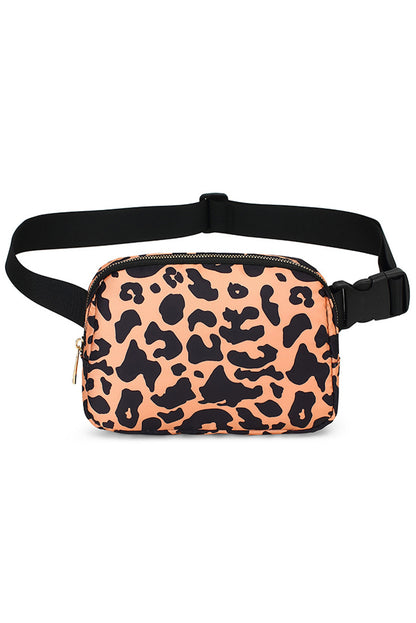 Leopard Print Buckle Canvas Chest Bag 20*5*14cm