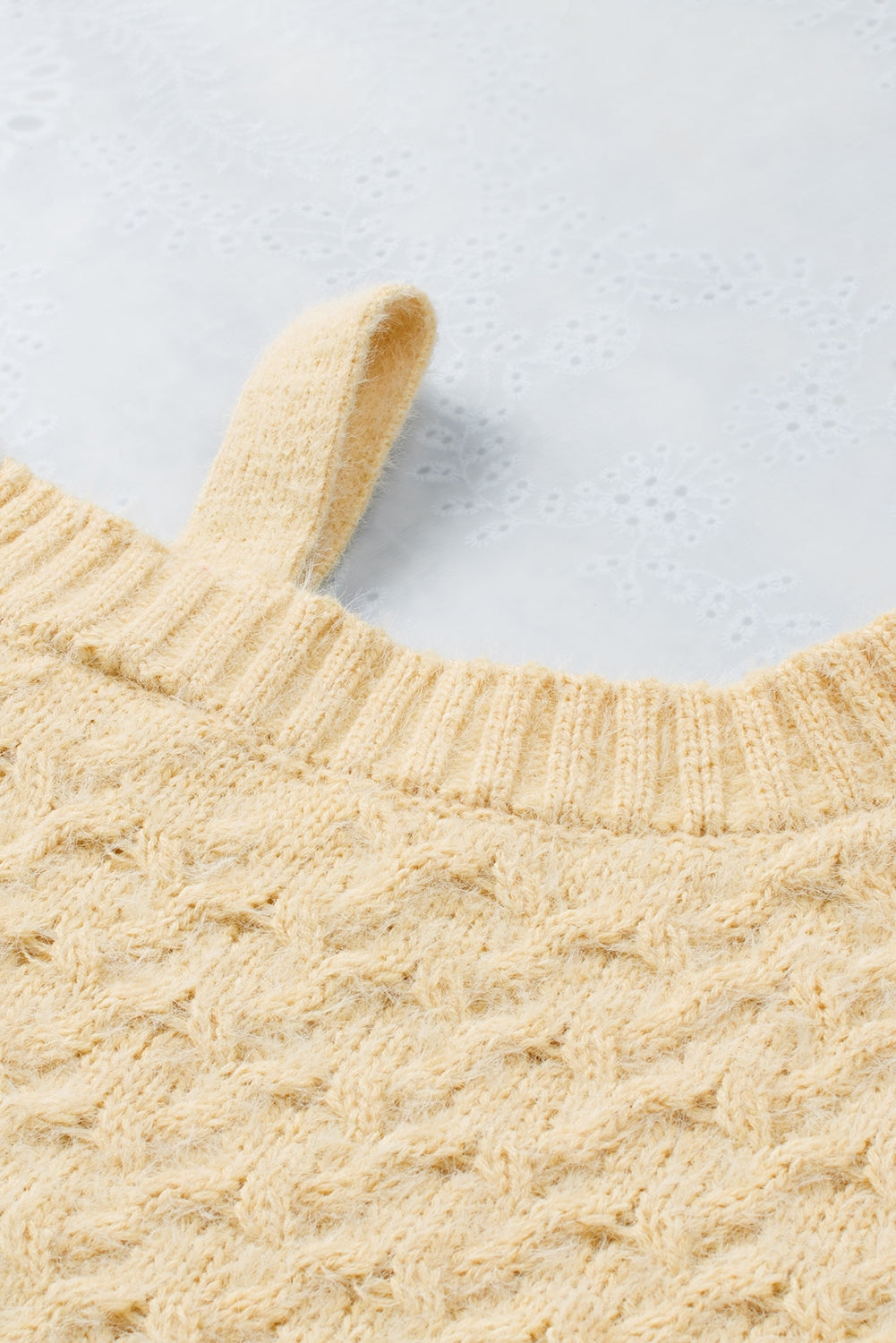 Asymmetric Cut Out Cold Shoulder Eyelash Sweater