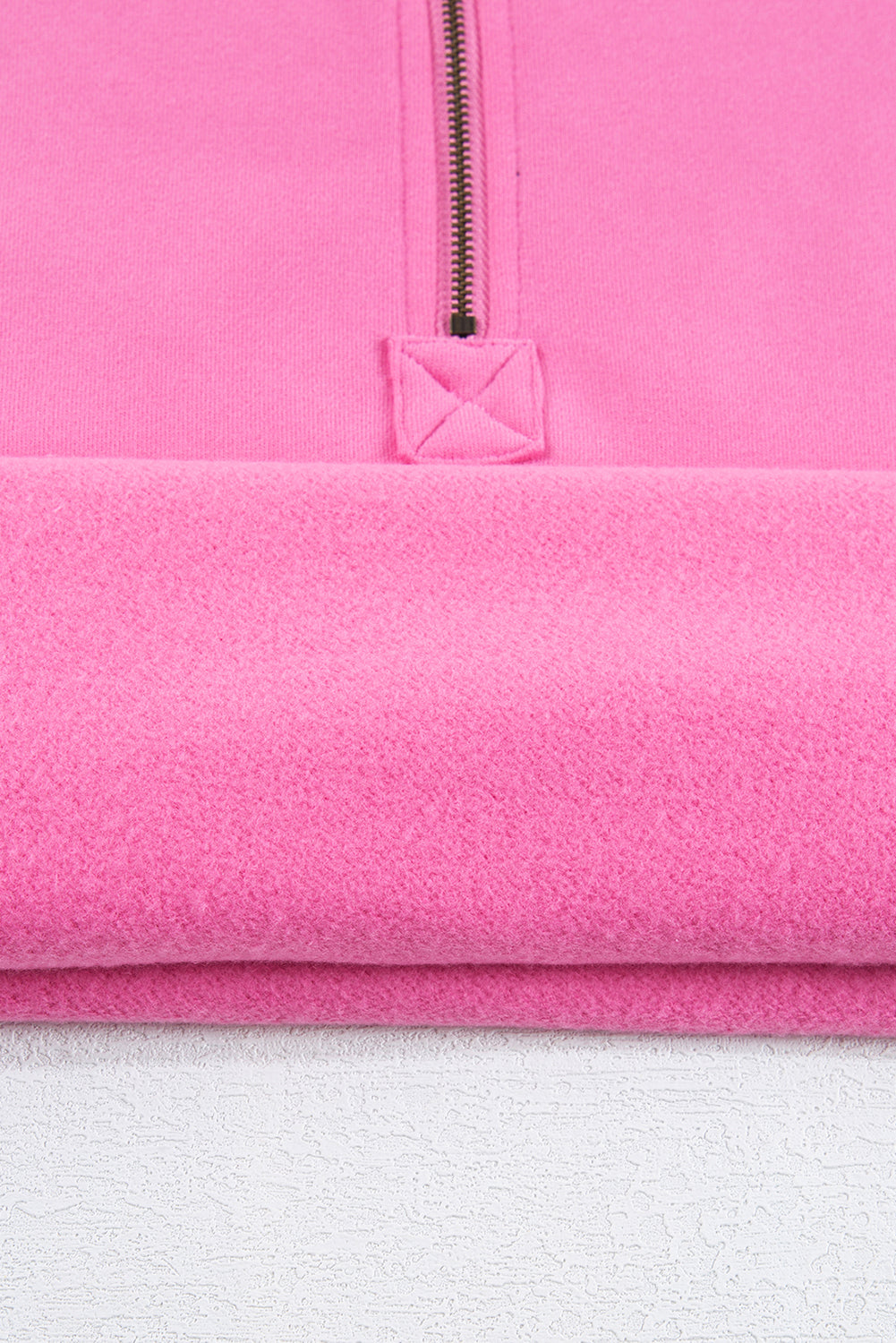 Bonbon Fleece Lined Half Zipper Kangaroo Pockets Loose Hoodie