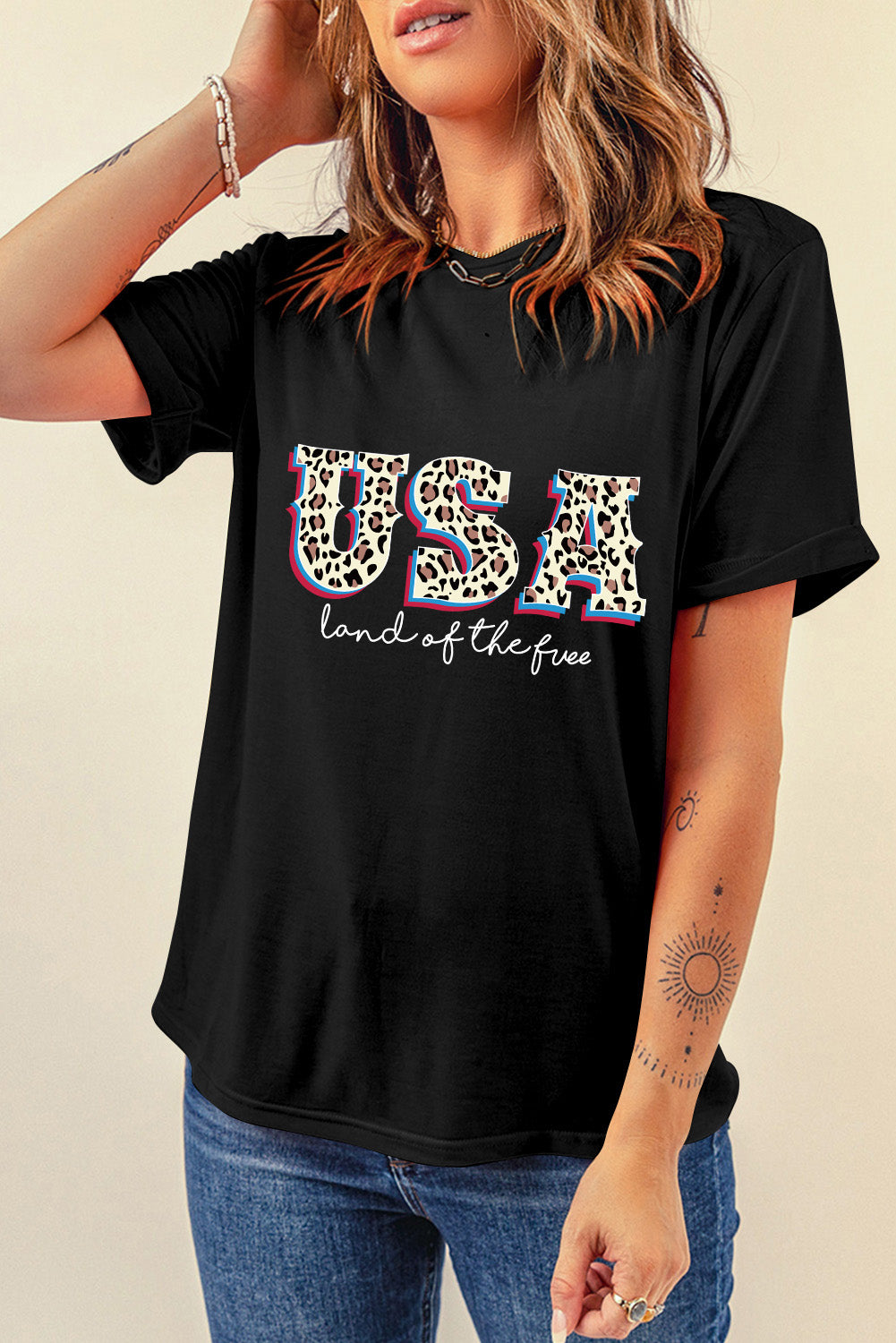 T-shirt graphique Black Leopard UAS, terre de la liberté