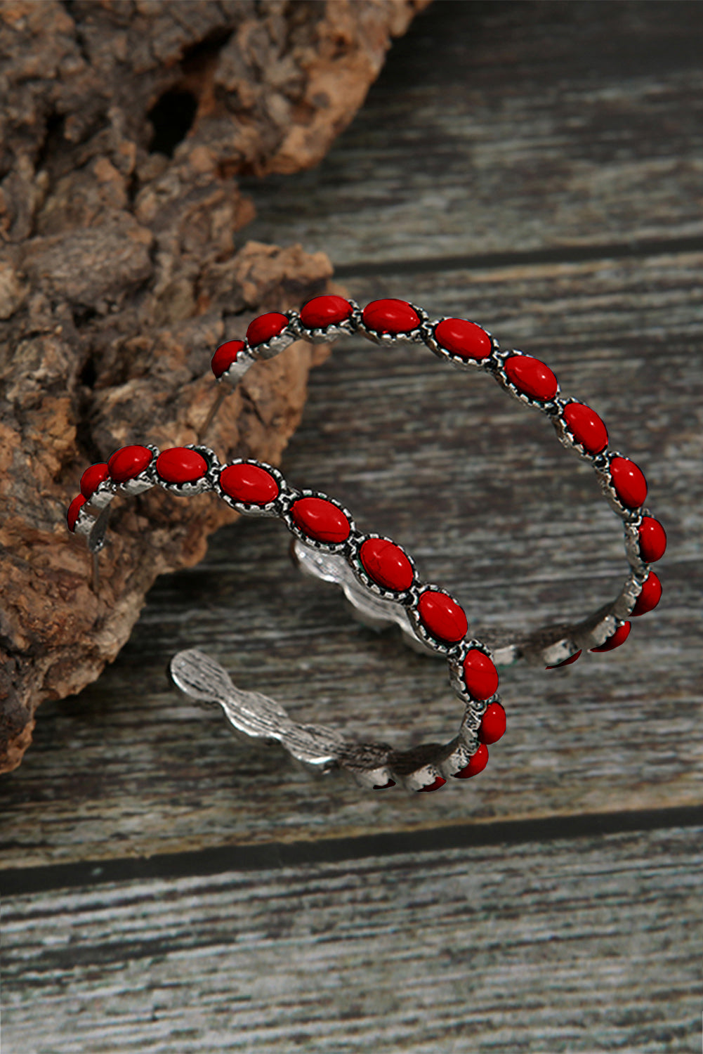 Pendientes Retro Círculo Turquesa En Forma De C