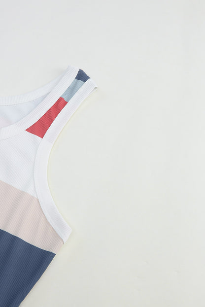 Débardeur à rayures multicolores et col cranté