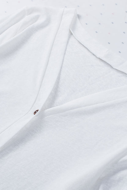 Cardigan ouvert à boutons de couleur unie beige