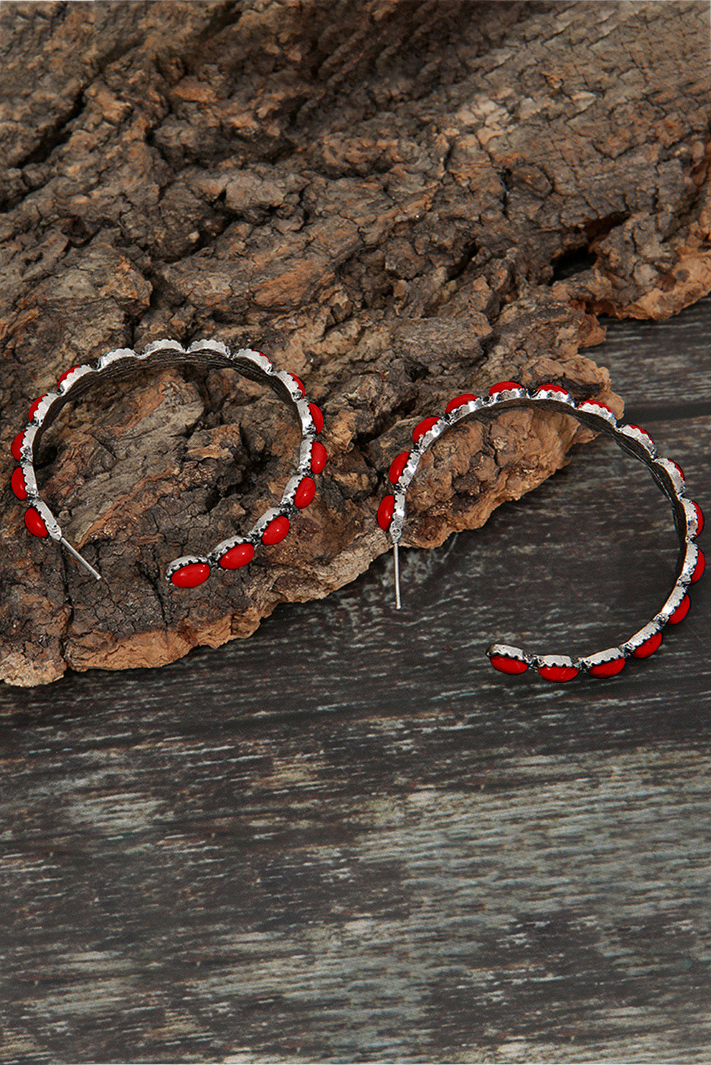 Pendientes Retro Círculo Turquesa En Forma De C