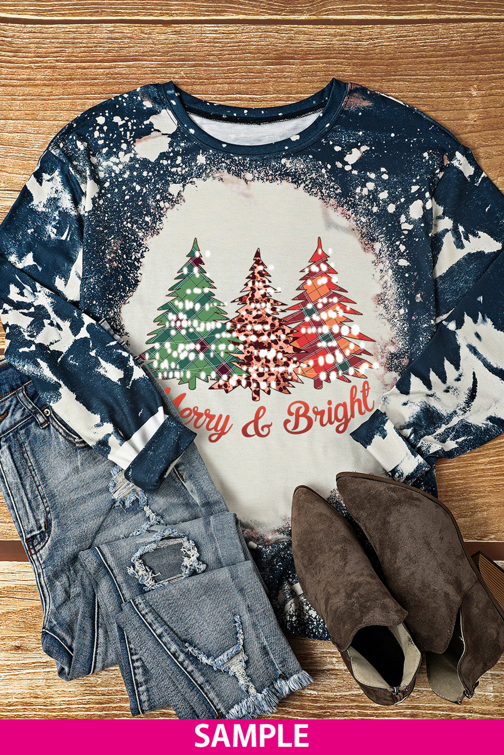 Multicolor Vintage Bleached Burning Vibe Pullover
