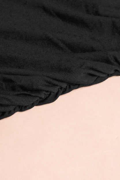 Minivestido sin mangas con cuello redondo y dobladillo arqueado fruncido