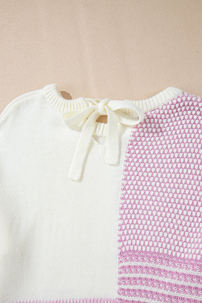 Pull Bonbon à nouer dans le dos et colorblock neutre